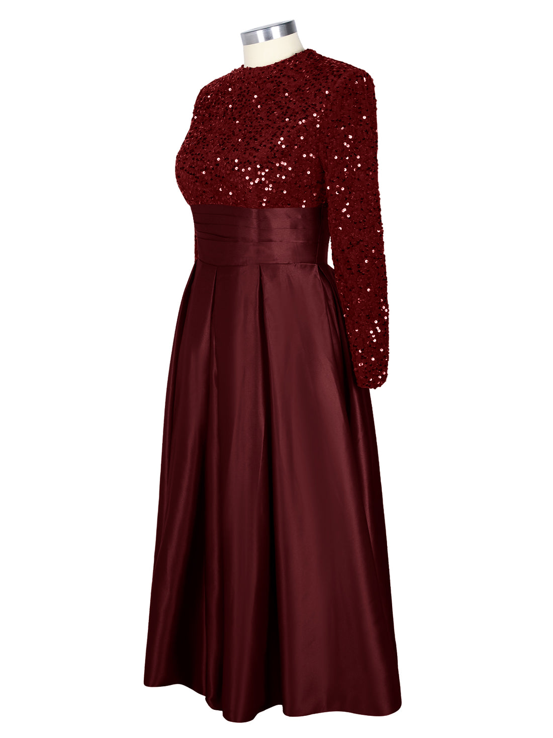 Sequined Boat Long Sleeves Dress 