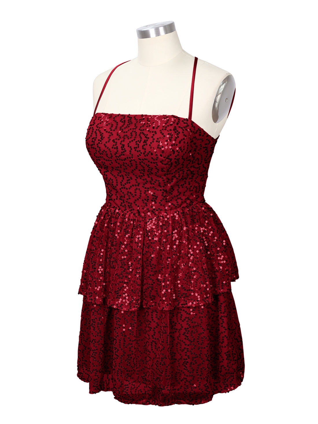 Sequined Halter Flare Mini Dress 