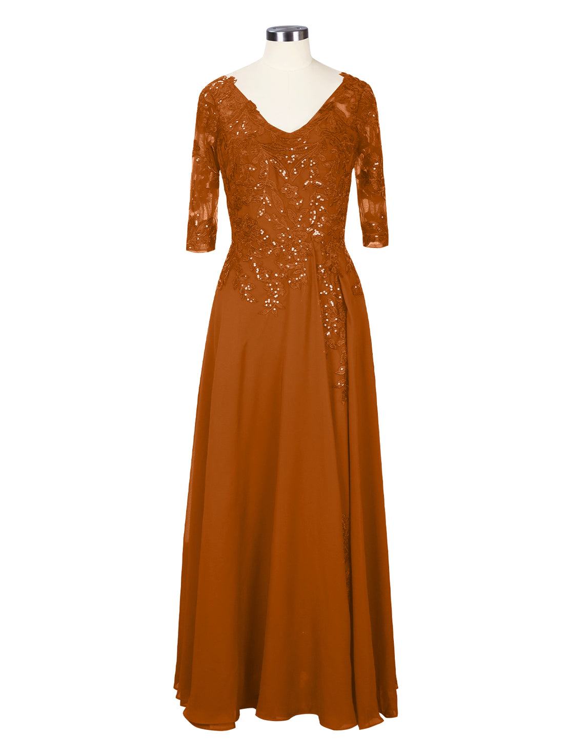 Applique V-Neck Chiffon Dress 