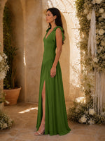 Chiffon Bridesmaid Dress with Bow-Tie Straps