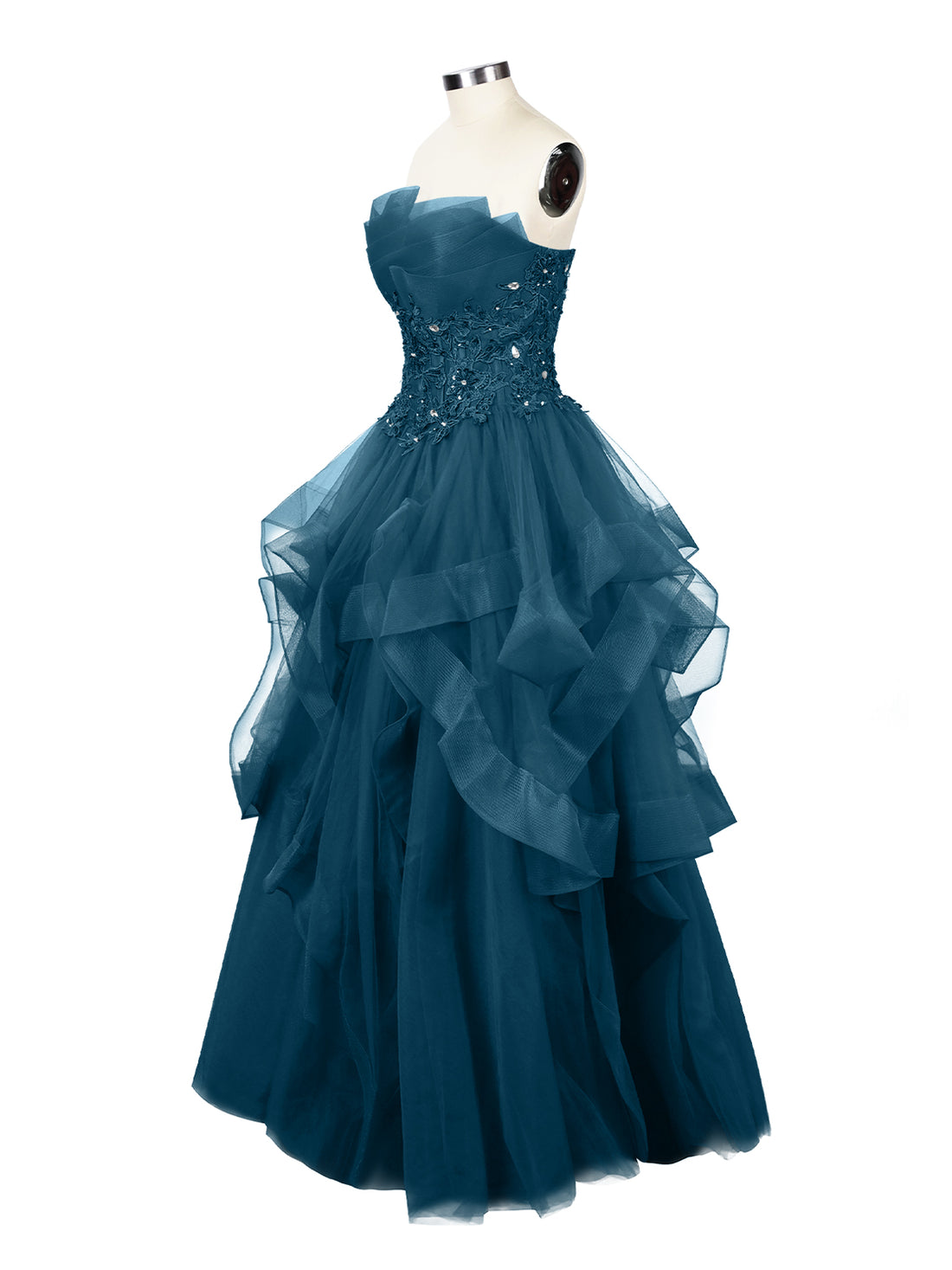Tiered Strapless Prom Dress 