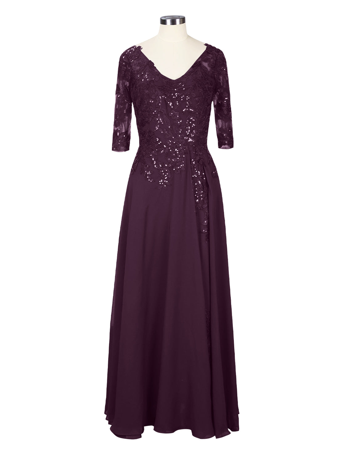 Applique V-Neck Chiffon Dress 