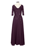 Applique V-Neck Chiffon Dress 