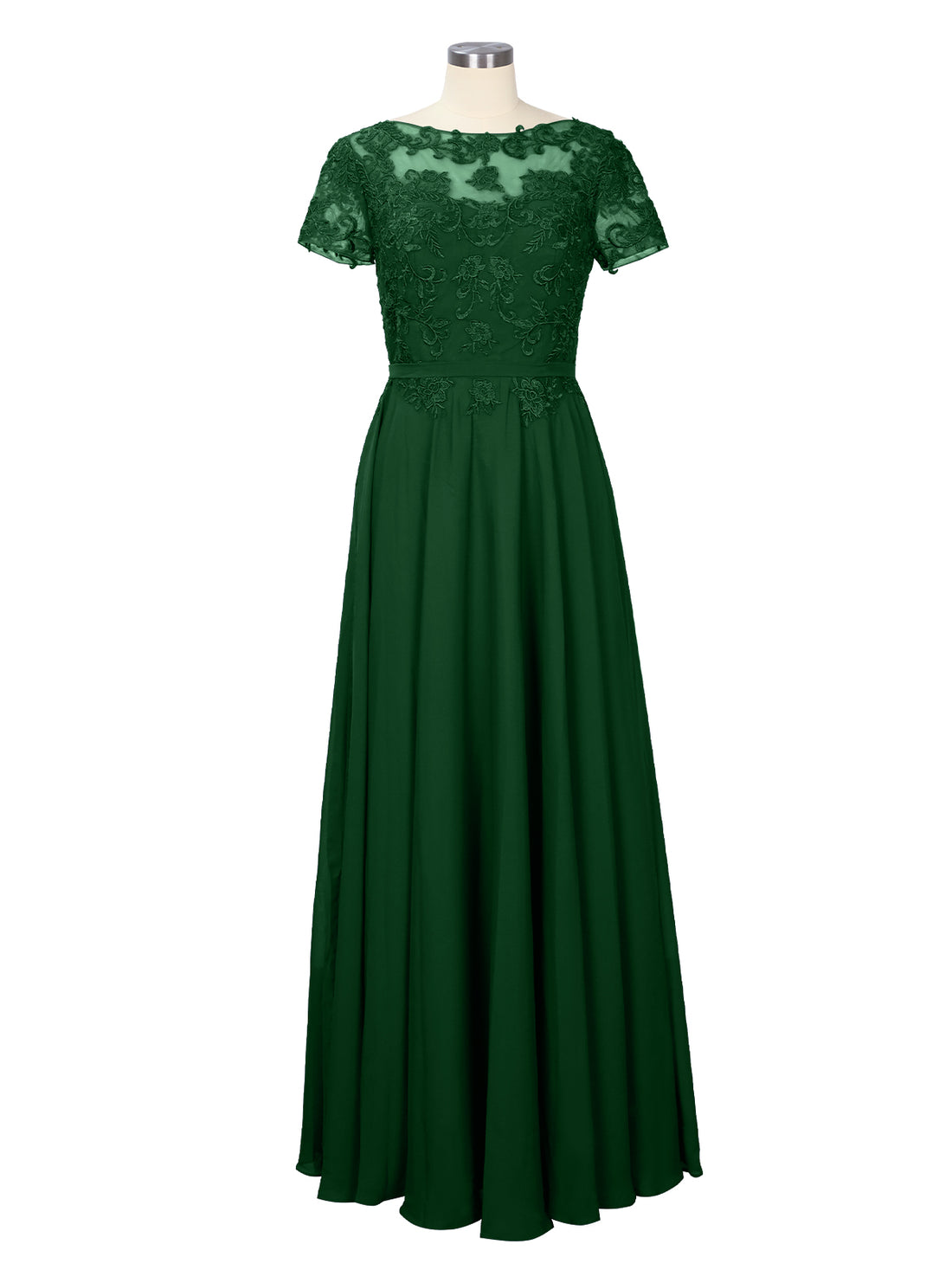 Illusion Applique Chiffon Dress 