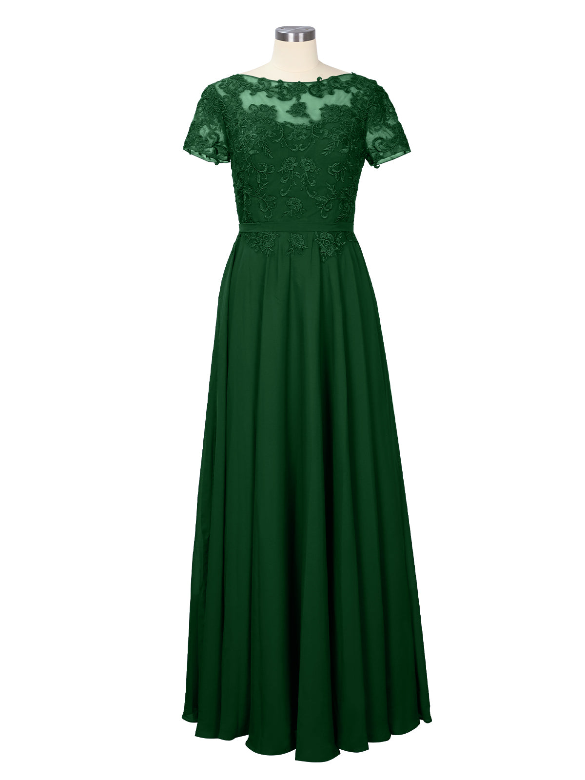 Illusion Applique Chiffon Dress 