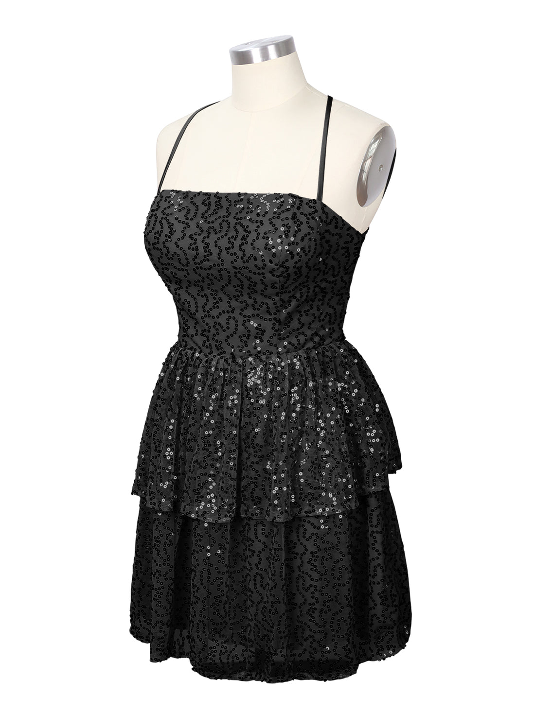 Sequined Halter Flare Mini Dress 