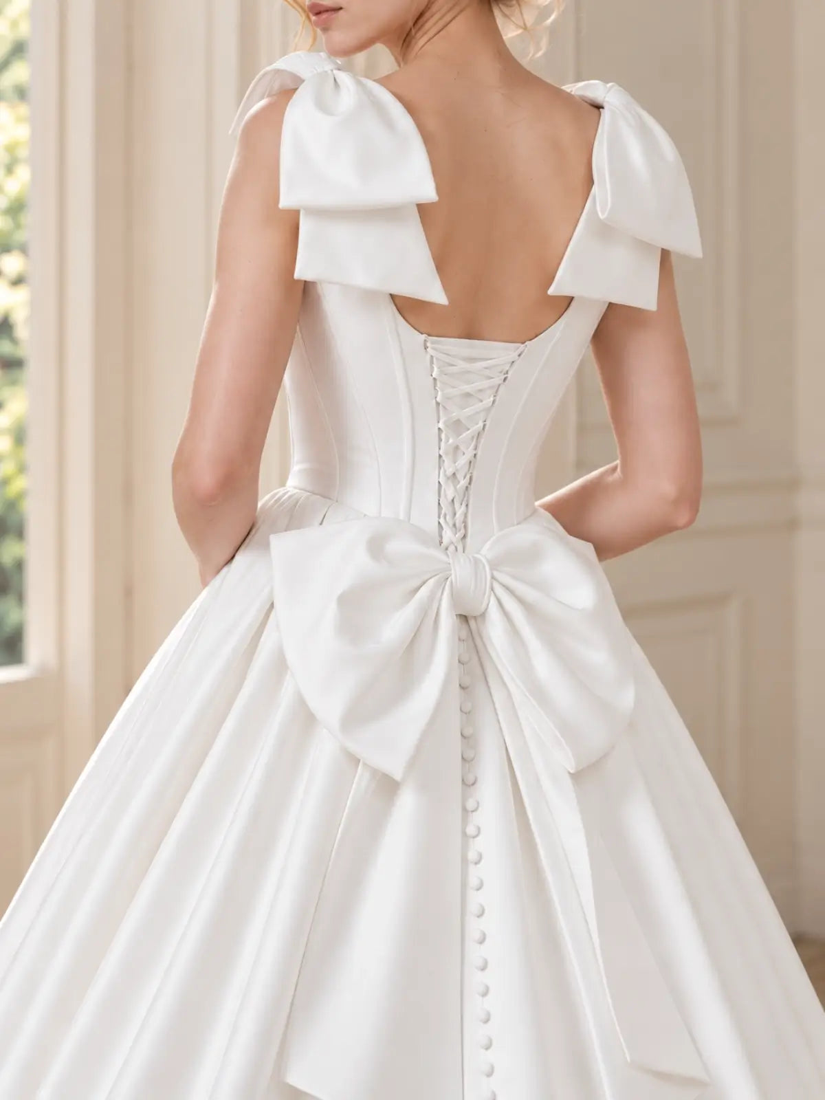 A-Line Wedding Dress with Elegant Bow Details