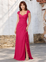 Chiffon Mother of the Bride Dress with Lace Appliques 