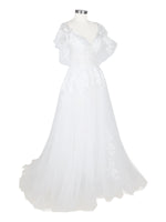 Illusion Tulle Applique Wedding Dress 