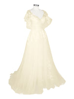 Illusion Tulle Applique Wedding Dress 