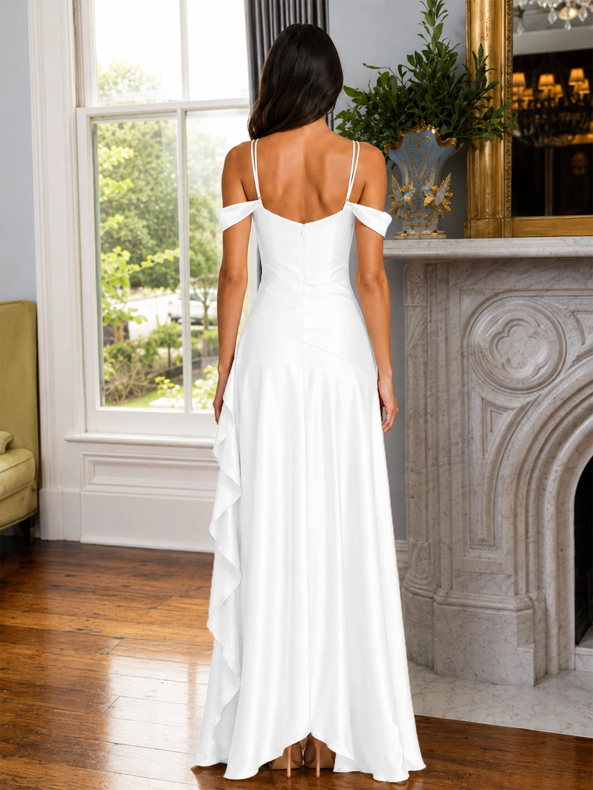 Asymmetrical Prom Dress with Cold Neckline