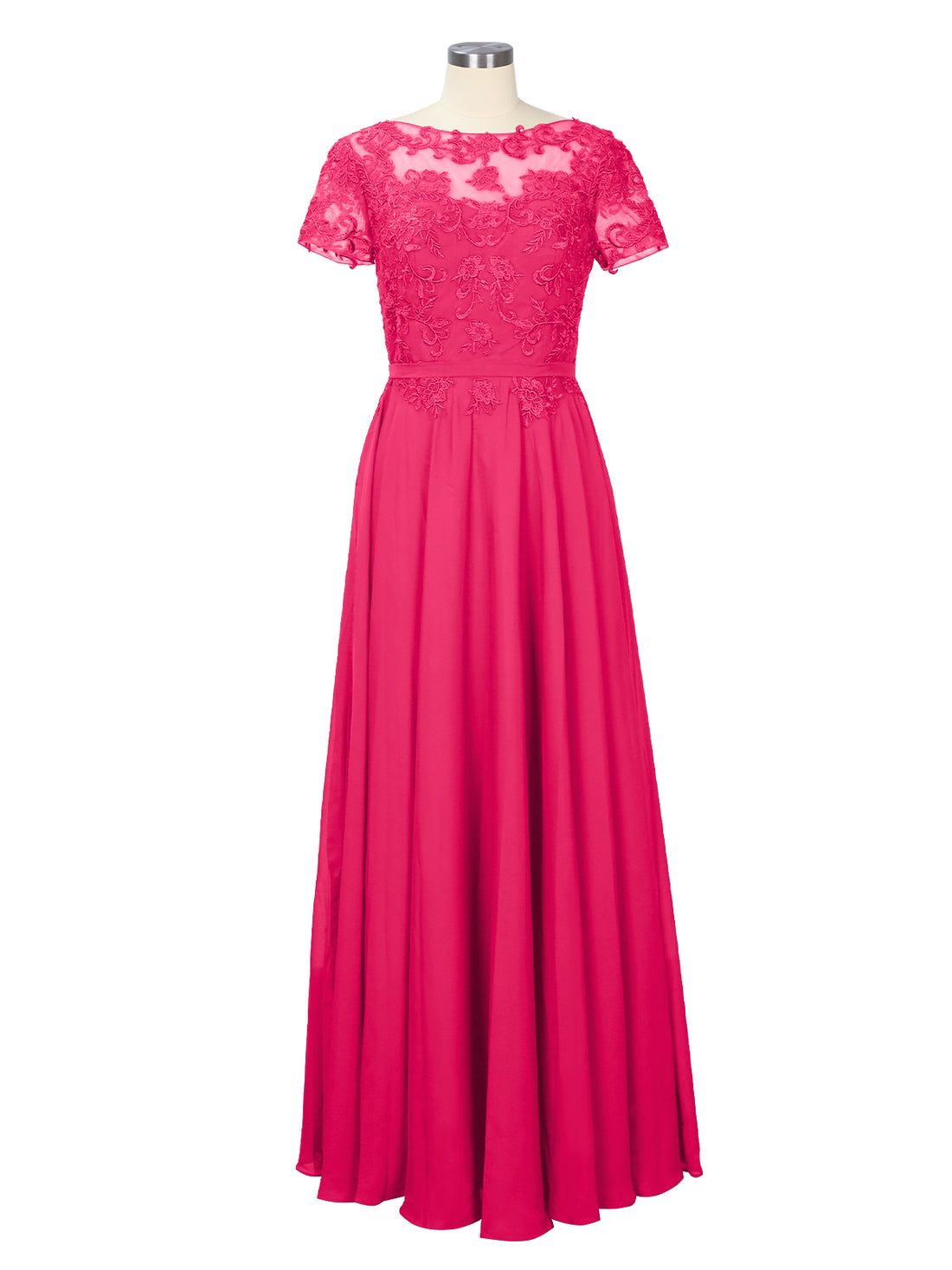 Illusion Applique Chiffon Dress 
