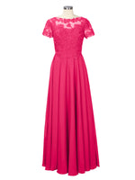Illusion Applique Chiffon Dress 