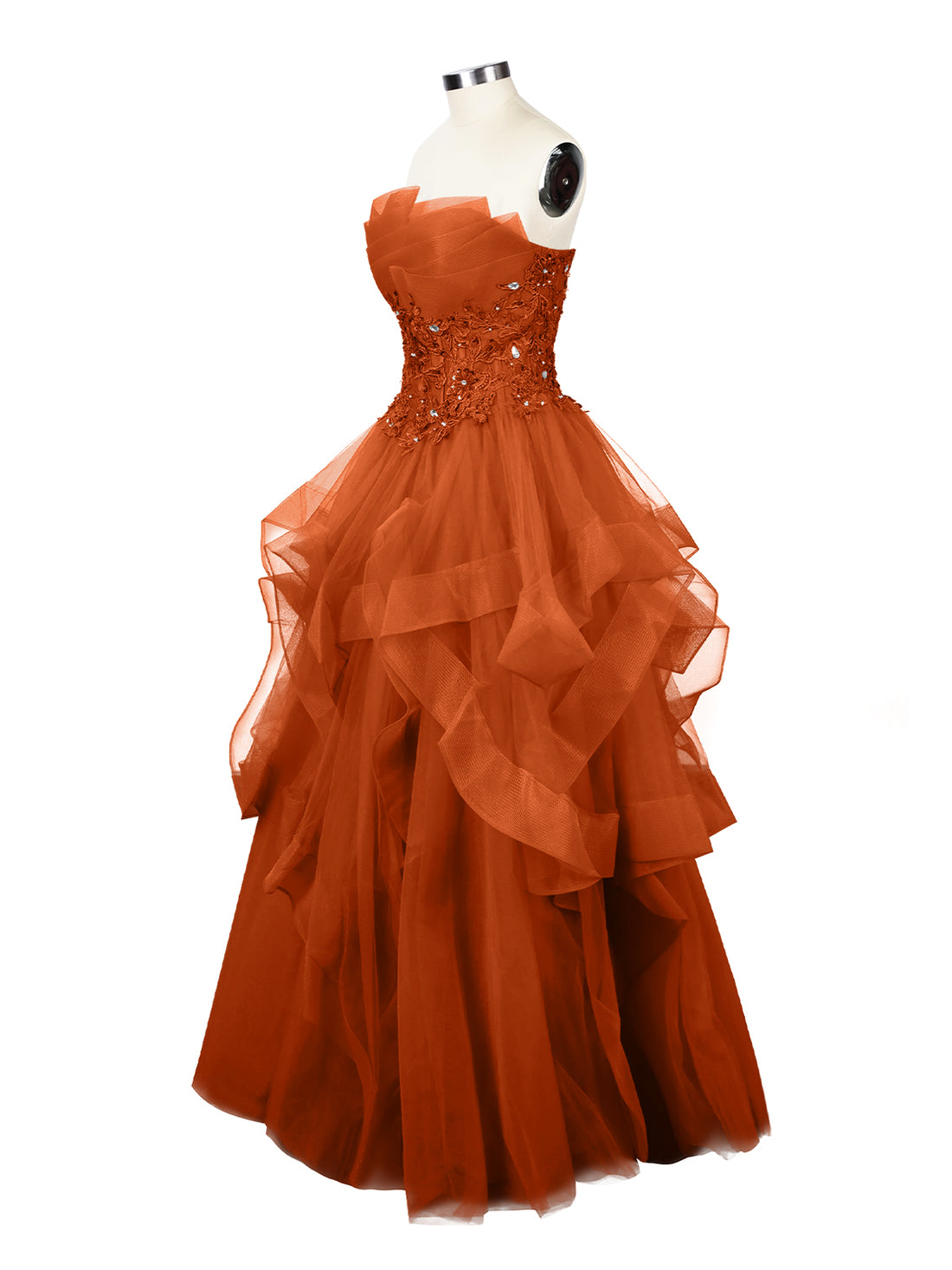 Tiered Strapless Prom Dress 