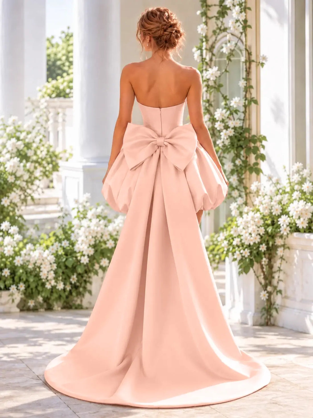 A-Line Homecoming Dress with Long Back Bow