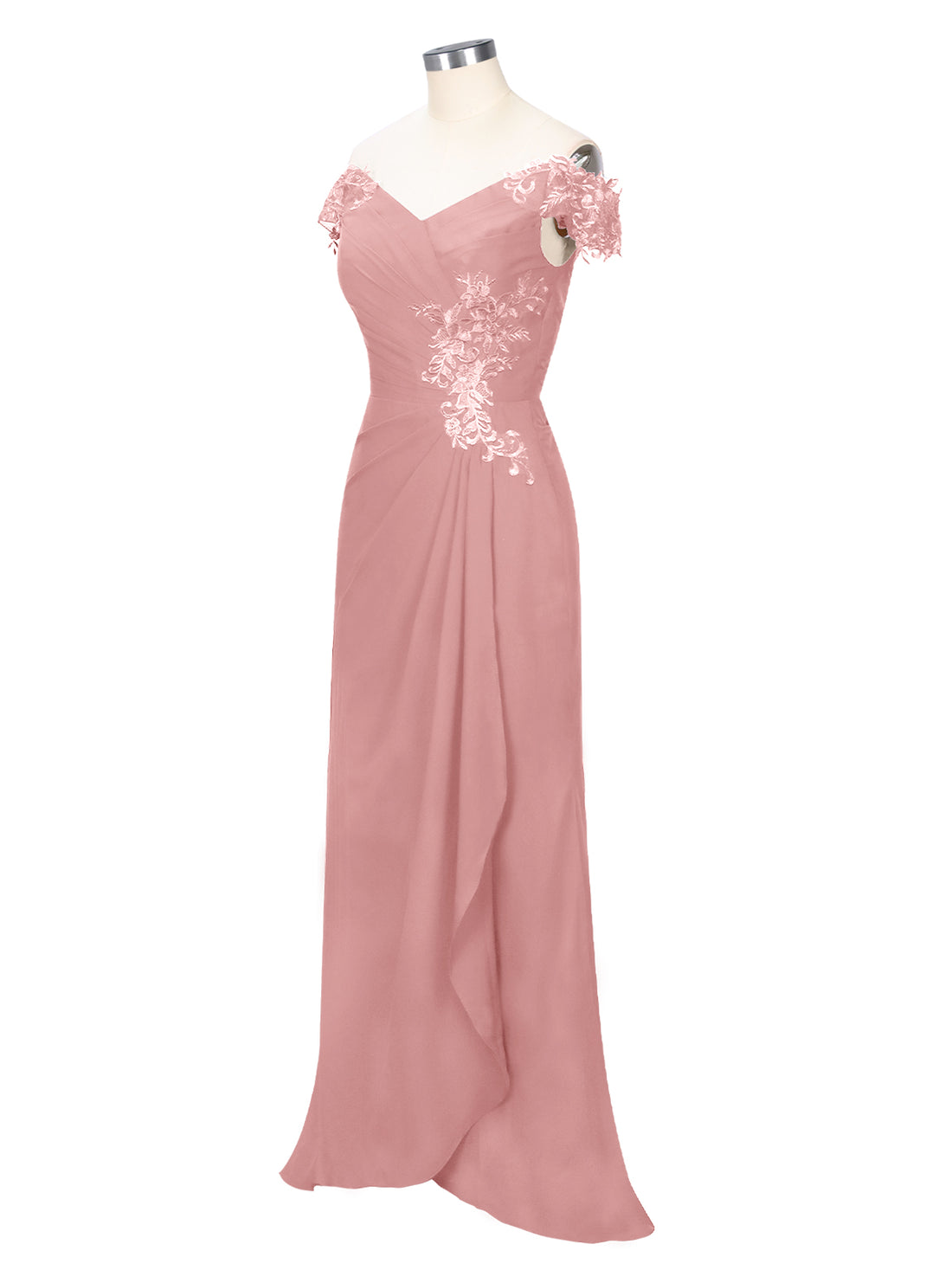 Off-Shoulder Chiffon Sheath Dress 