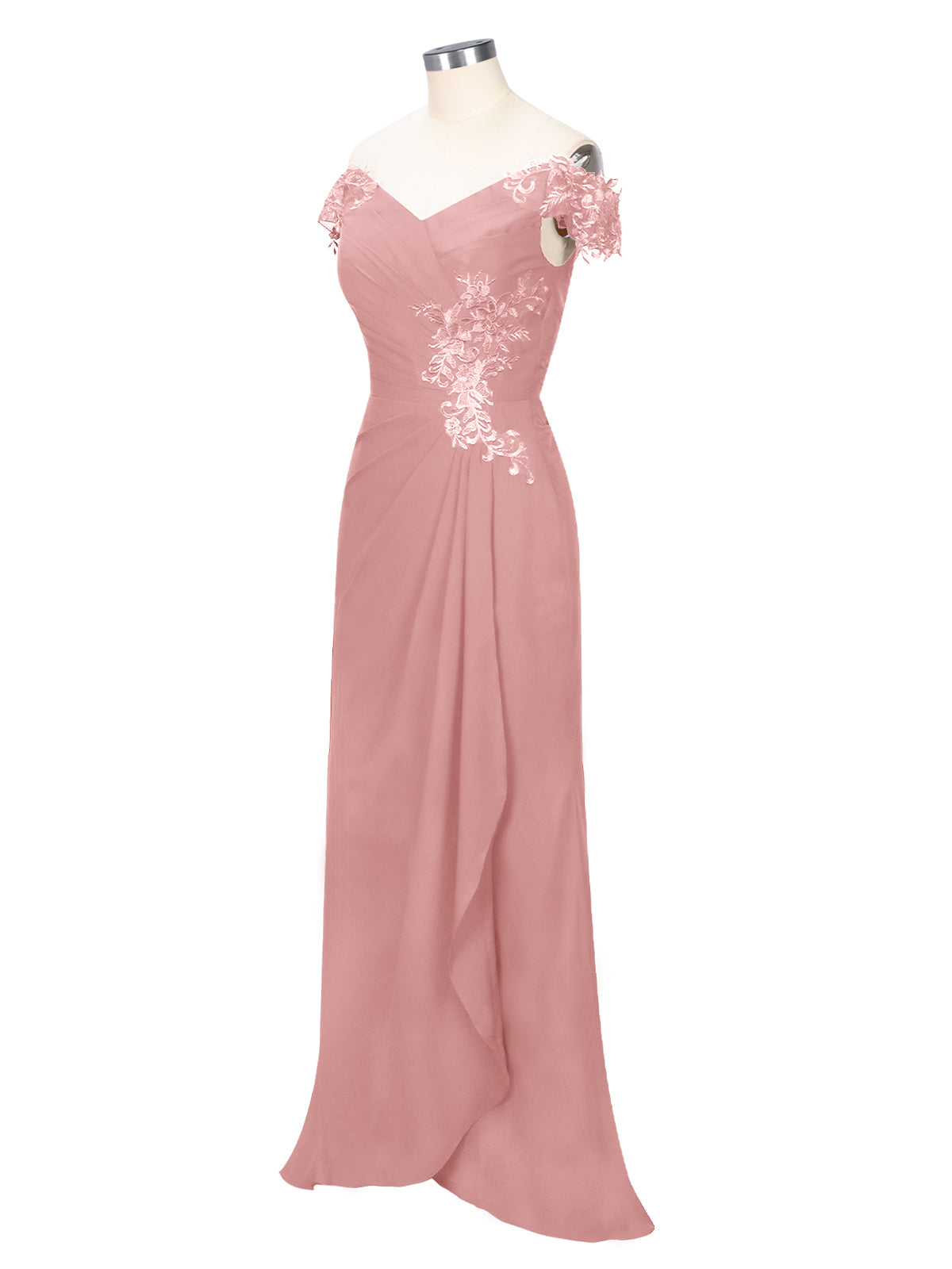 Off-Shoulder Chiffon Sheath Dress 