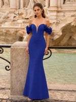Off-the-Shoulder Prom Dress with 3D Floral Straps 