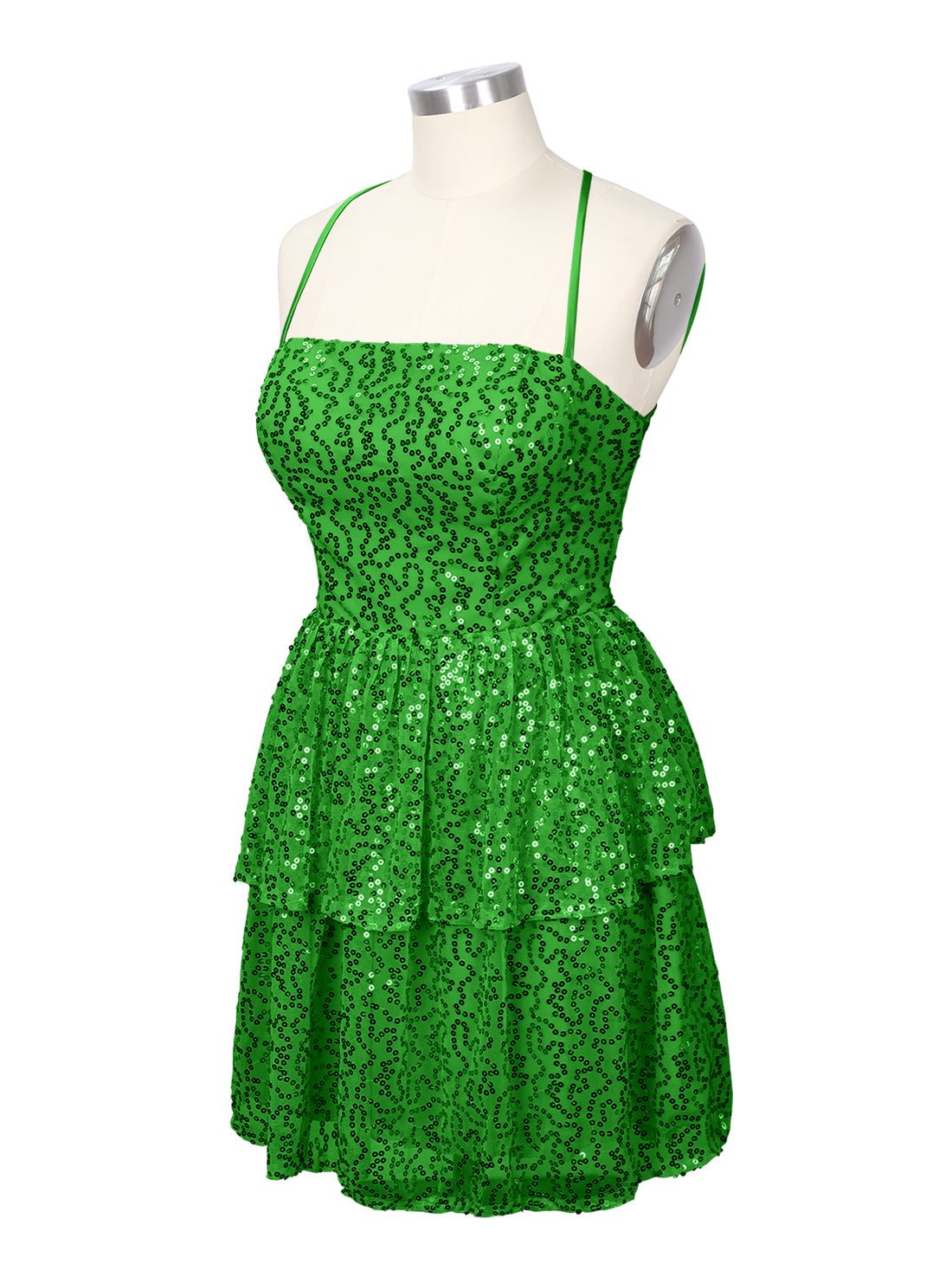 Sequined Halter Flare Mini Dress 