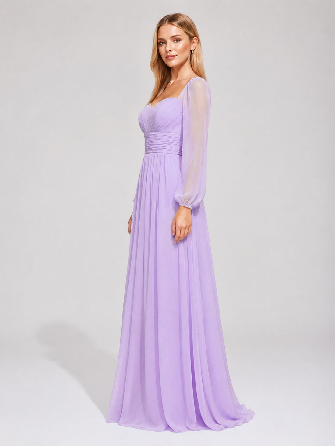 Elegant A-line Bridesmaid Dress with Long Sleeves