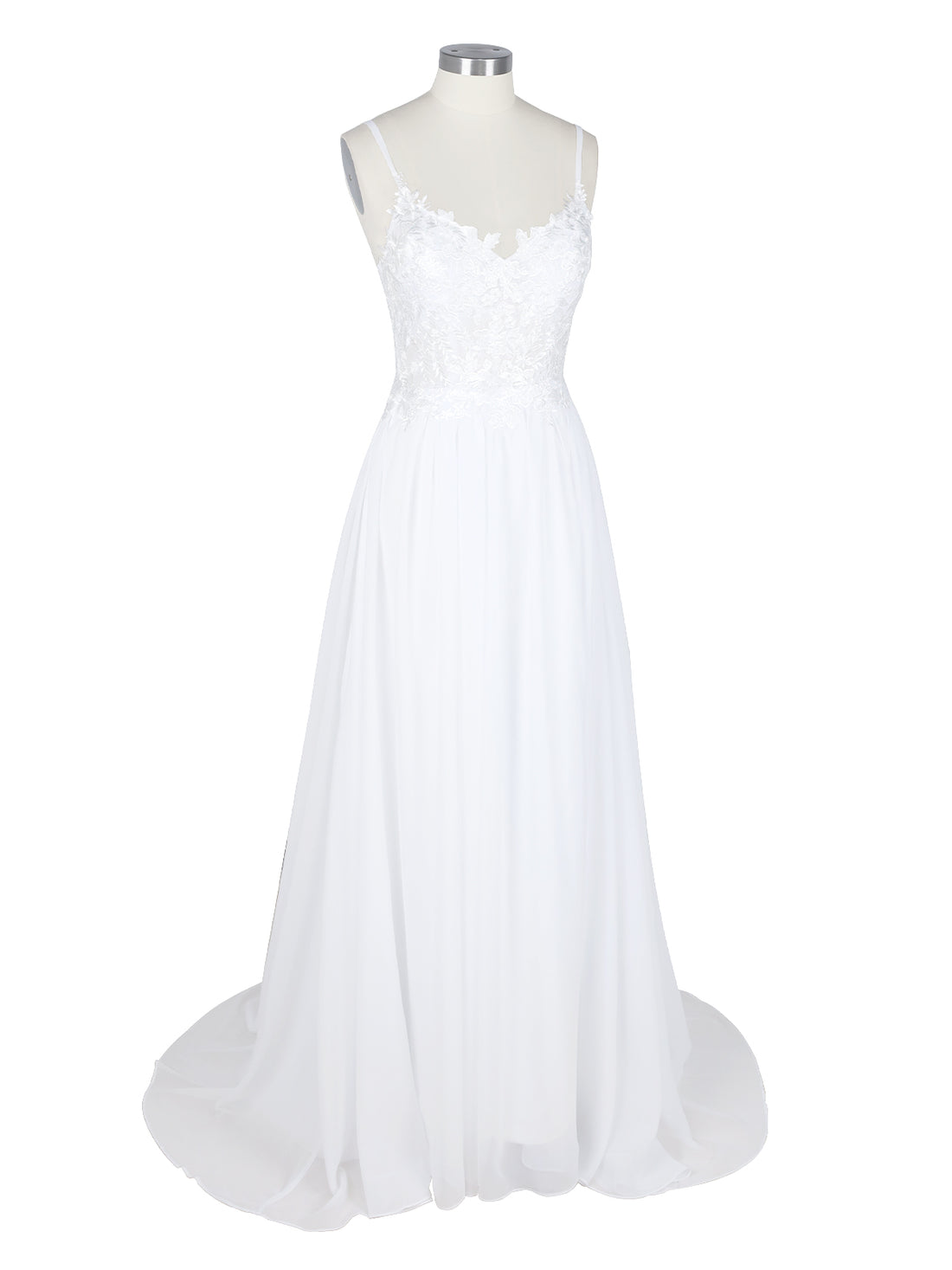 Applique Slit Chiffon Wedding Dress 