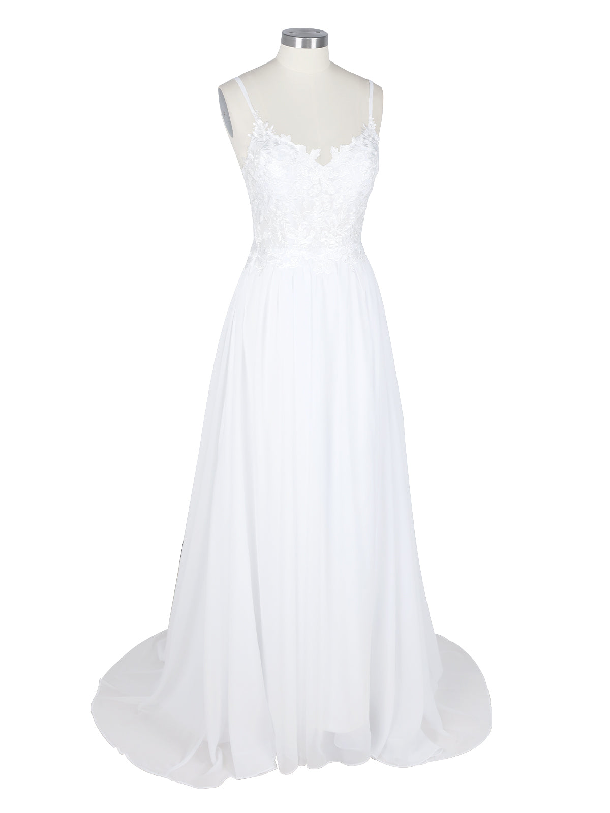 Applique Slit Chiffon Wedding Dress 