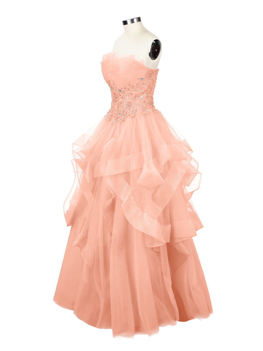 Tiered Strapless Prom Dress 