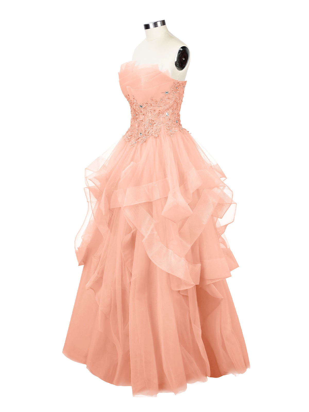 Tiered Strapless Prom Dress 
