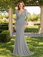 Mermaid Mother of the Bride Dress with Long Lace Sleeves 