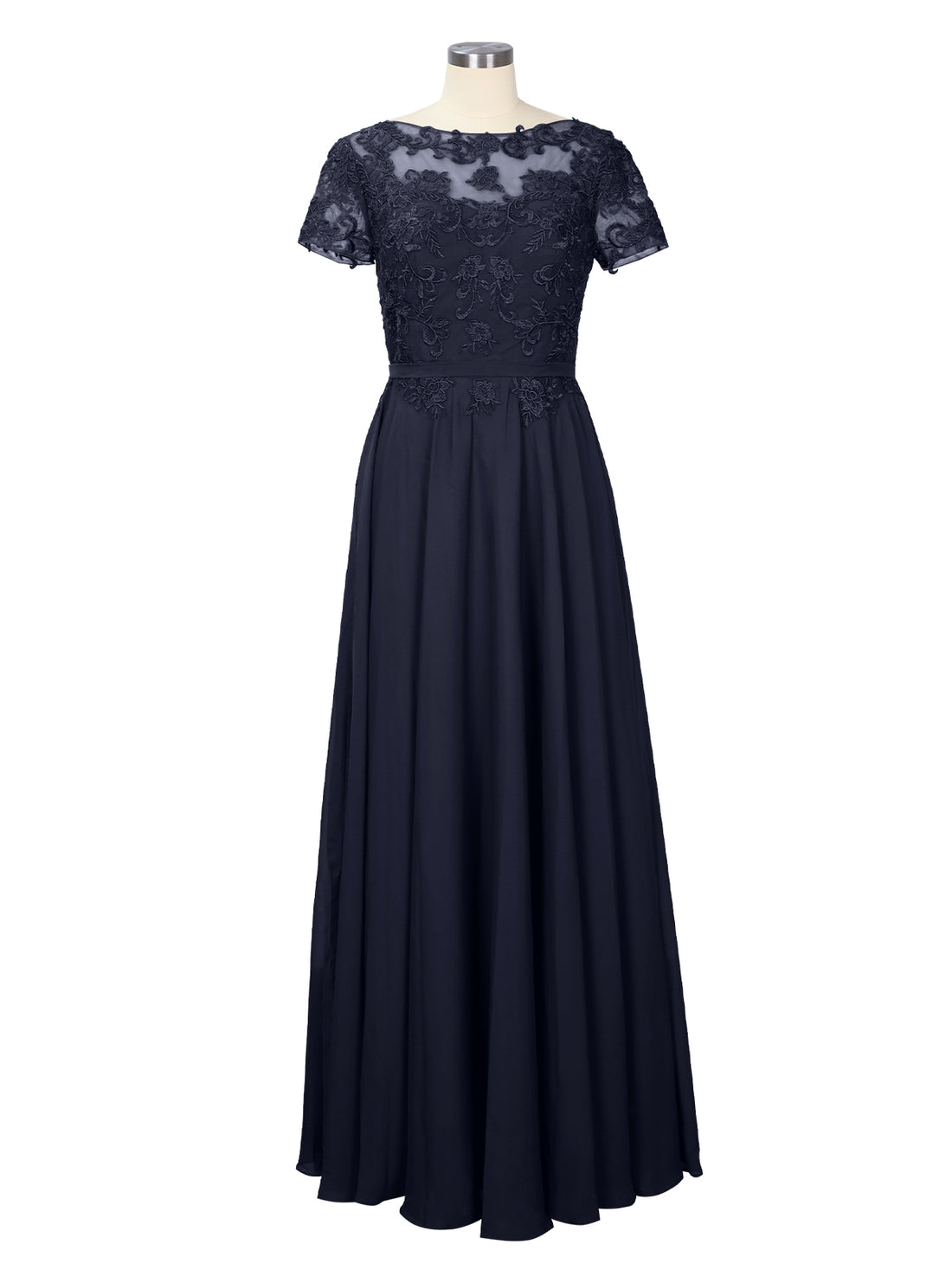 Illusion Applique Chiffon Dress 