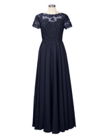 Illusion Applique Chiffon Dress 