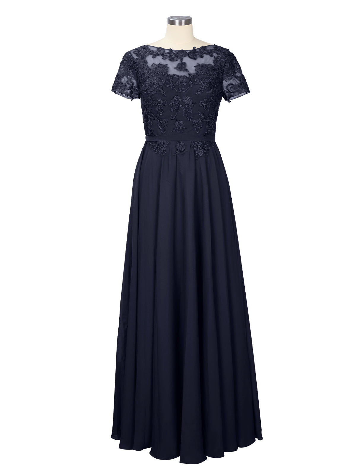 Illusion Applique Chiffon Dress 