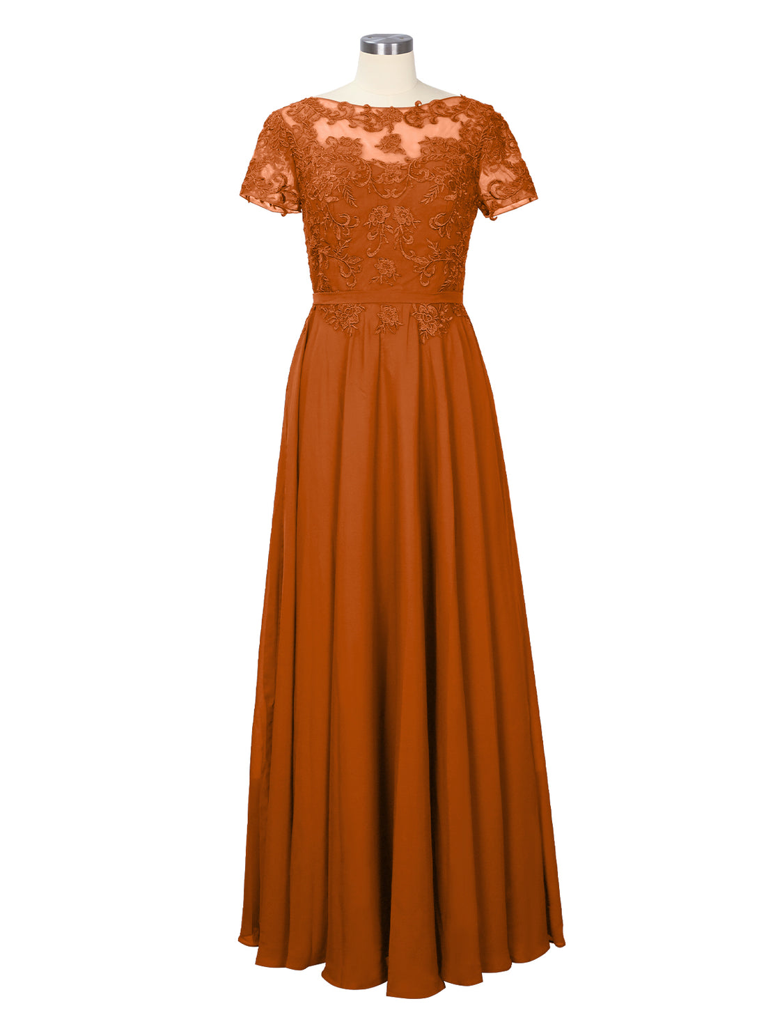 Illusion Applique Chiffon Dress 