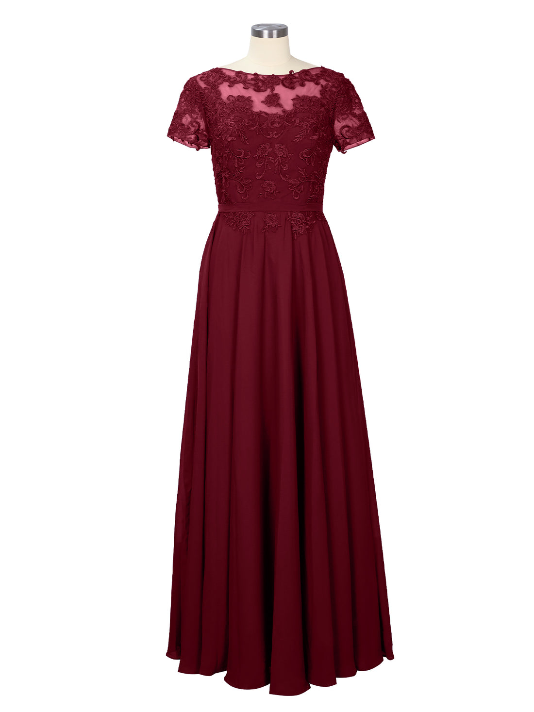 Illusion Applique Chiffon Dress 