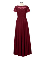 Illusion Applique Chiffon Dress 