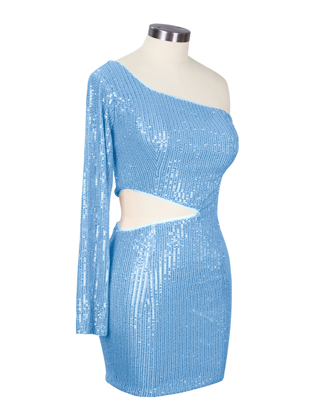 Waist Cutout One Shoulder Mini Dress 