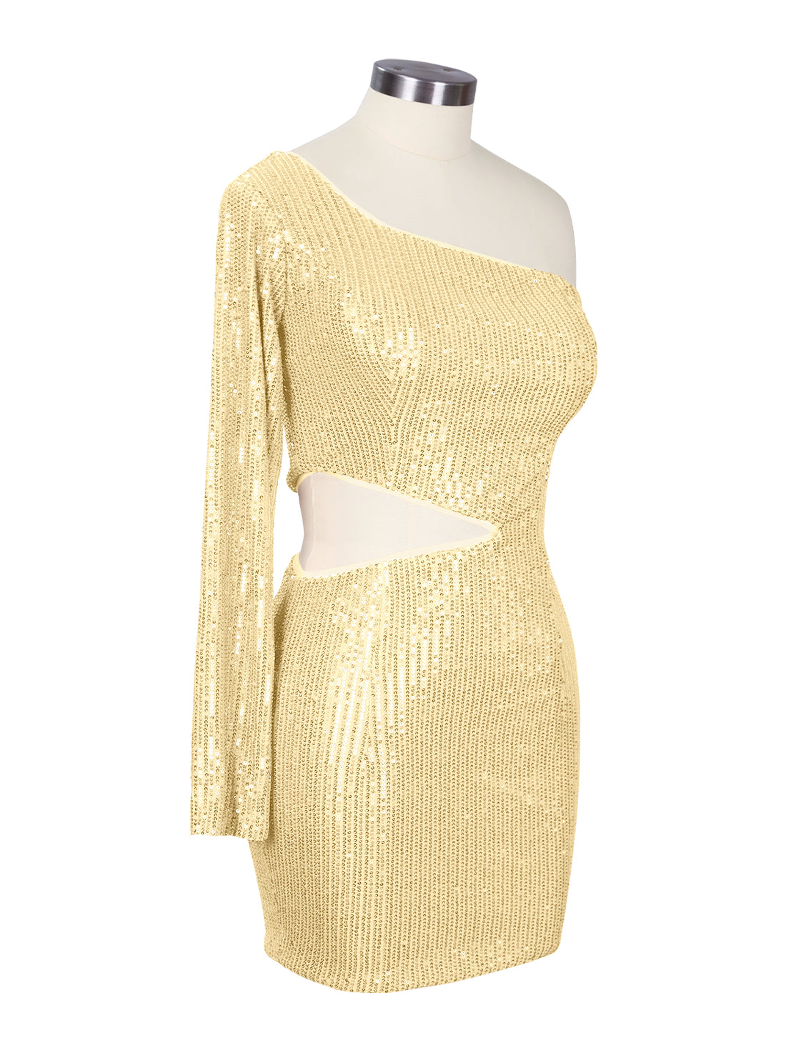 Waist Cutout One Shoulder Mini Dress 