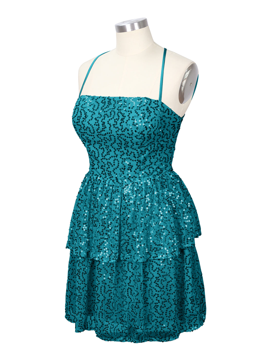 Sequined Halter Flare Mini Dress 