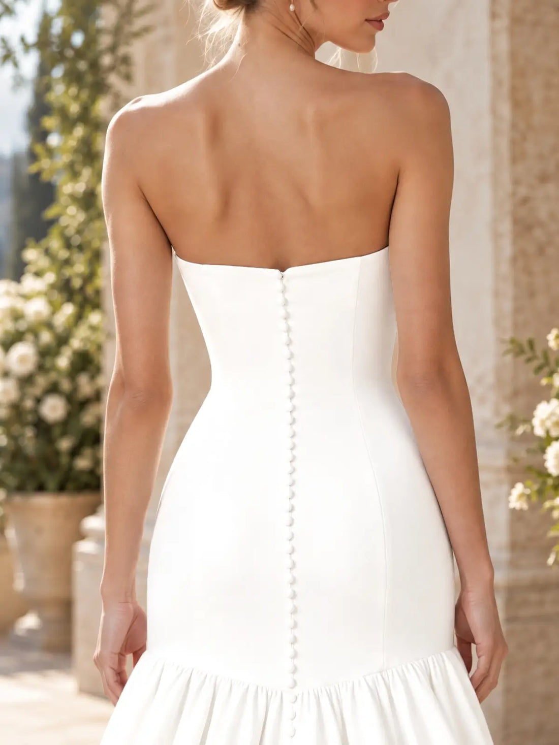 Sheath Wedding Dress with Court Train Detail