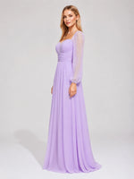 Elegant A-line Bridesmaid Dress with Long Sleeves