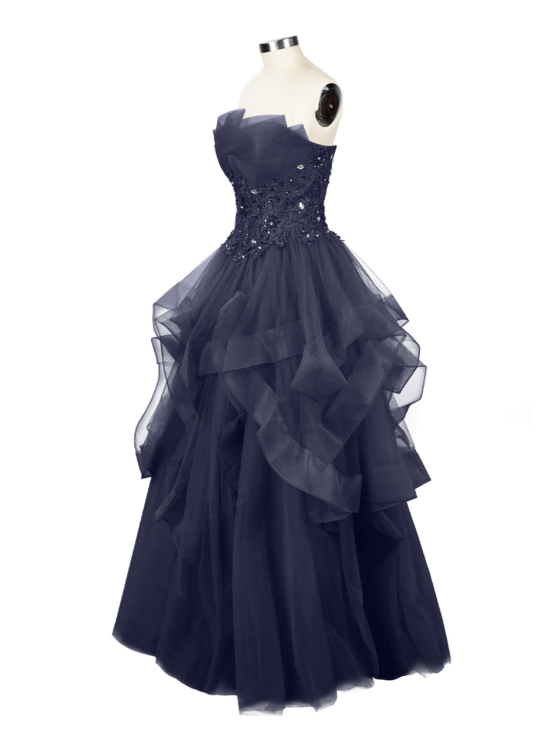 Tiered Strapless Prom Dress 
