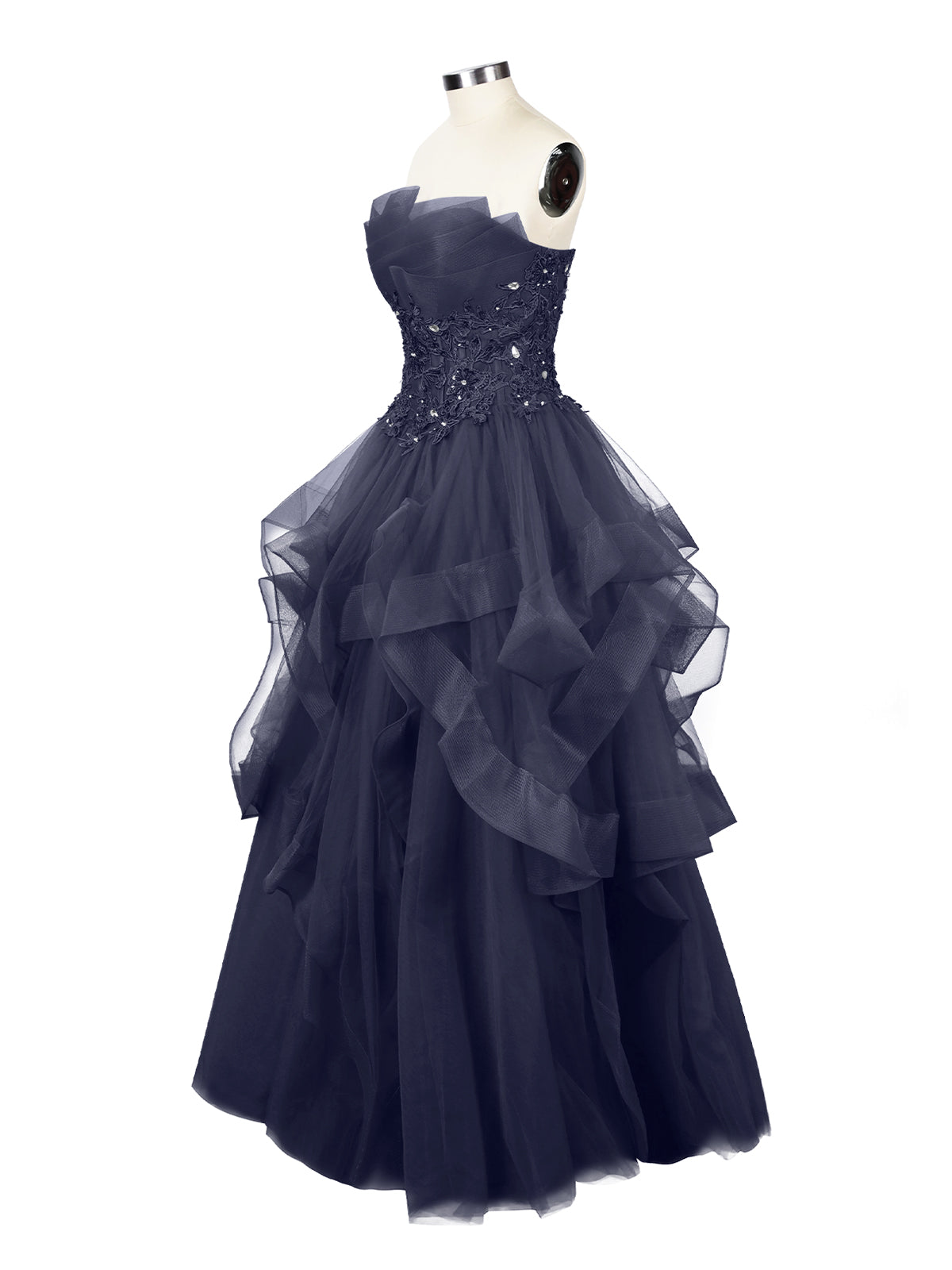 Tiered Strapless Prom Dress 