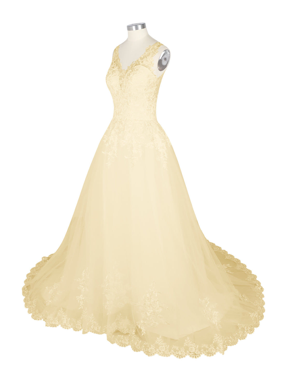 Wide Straps Applique Wedding Dress 