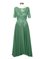 Applique Half Sleeves Chiffon Dress 