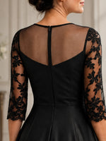 Boat Neck Mother of the Bride Dress with Floral Appliques