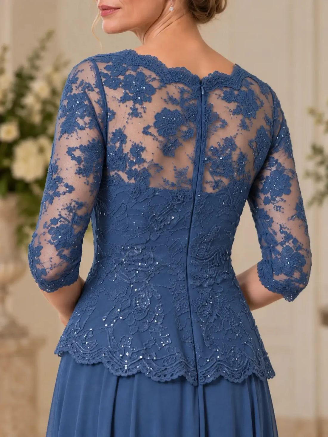 Boat Neck Mother of the Bride Dress with Ruched Waist Design