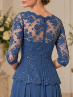 Boat Neck Mother of the Bride Dress with Ruched Waist Design