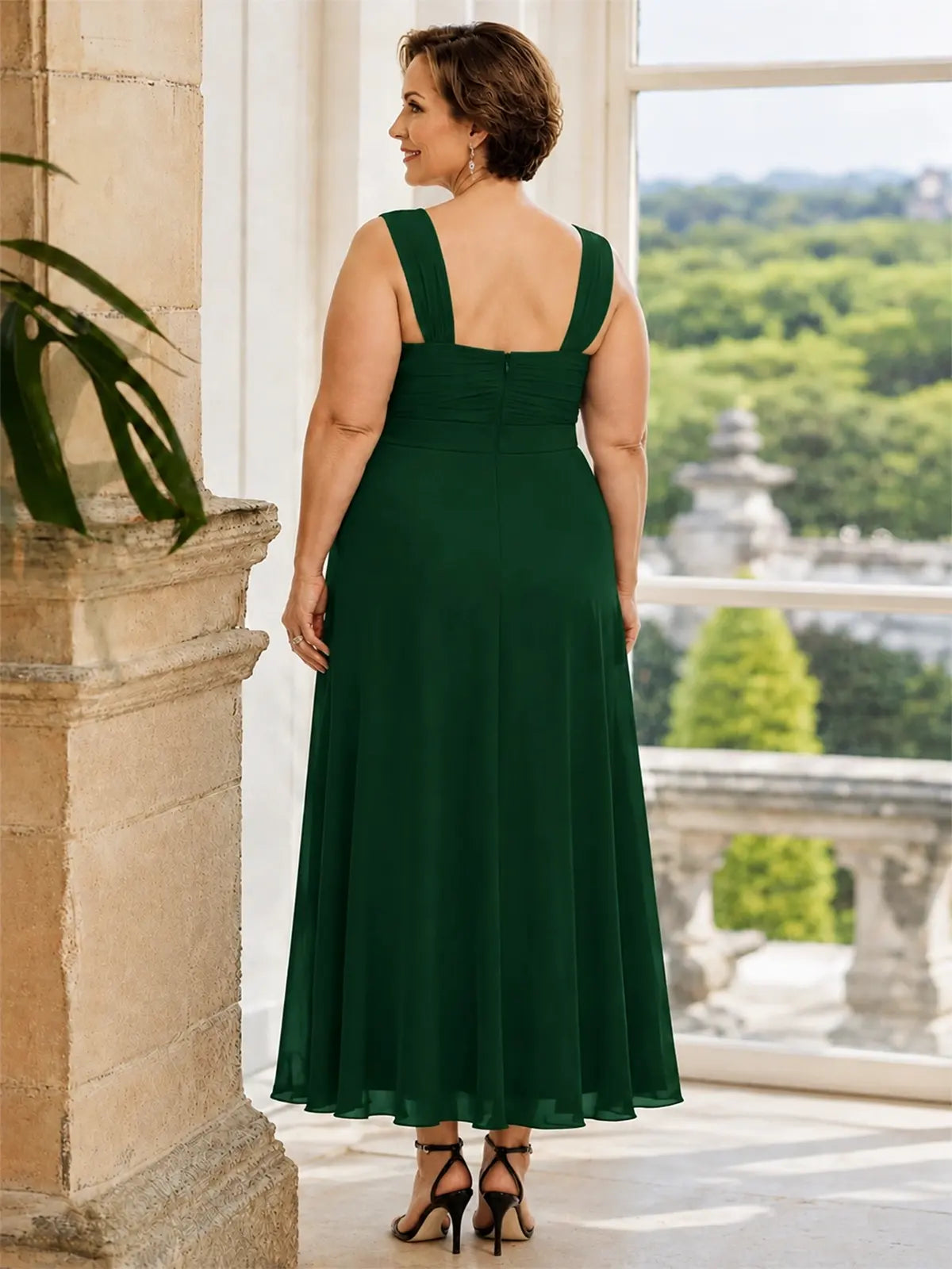 Two-piece Mother of the Bride Dress with Ruffle Design-Plus Size
