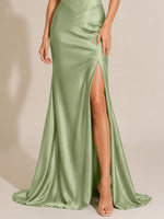Sheath Bridesmaid Dress with High Slit