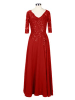 Applique V-Neck Chiffon Dress 